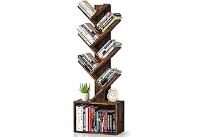 Rolanstar 6-Tier Sturdy Retro Tree Bookshelf
