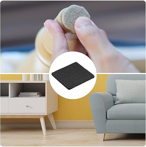Miniatura 3 de METALLIXITY Almohadillas cuadradas de fieltro para muebles (2 x 2 x 0.1 pulgadas), 10 unidades, protectores de suelo autoadhesivos, para el hogar,
