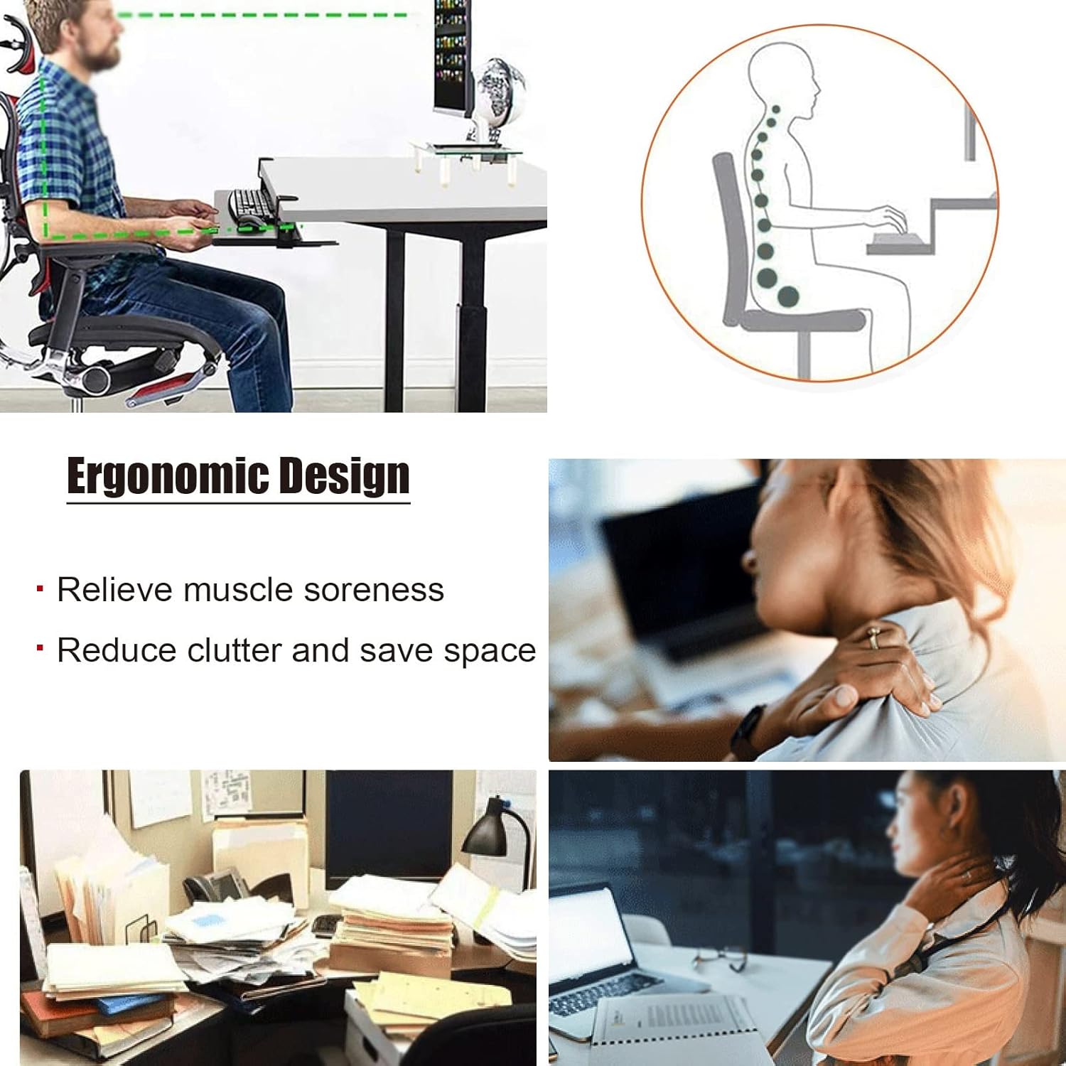 デスク下キーボードトレイ - 頑丈な木製スライド式プラットフォーム（52/65/75 cm）ホームオフィス寝室用 - 人間工学に基づ