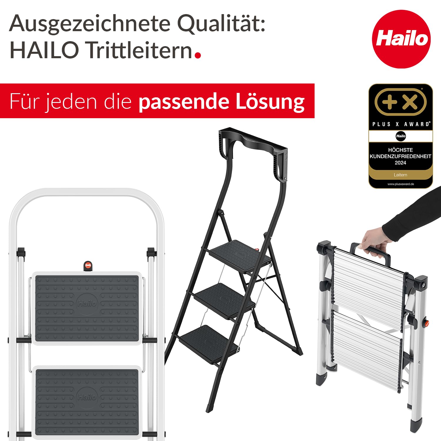 Selekta by Hailo | Alu-Sicherheits-Trittleiter | DK40 Basicline Design | Steighilfe 2 stufig