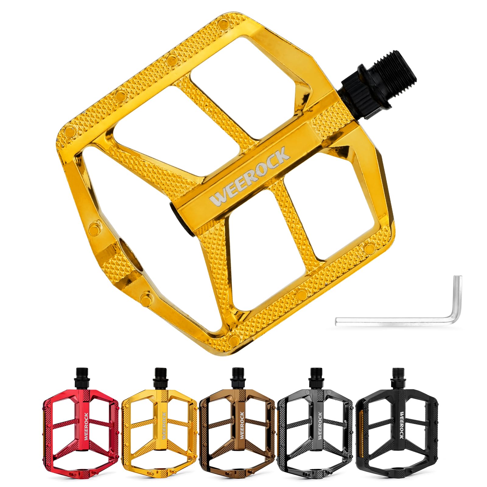 WEEROCK Bicycle Pedals Aluminium MTB Pedals with DU Bearing & Reflector