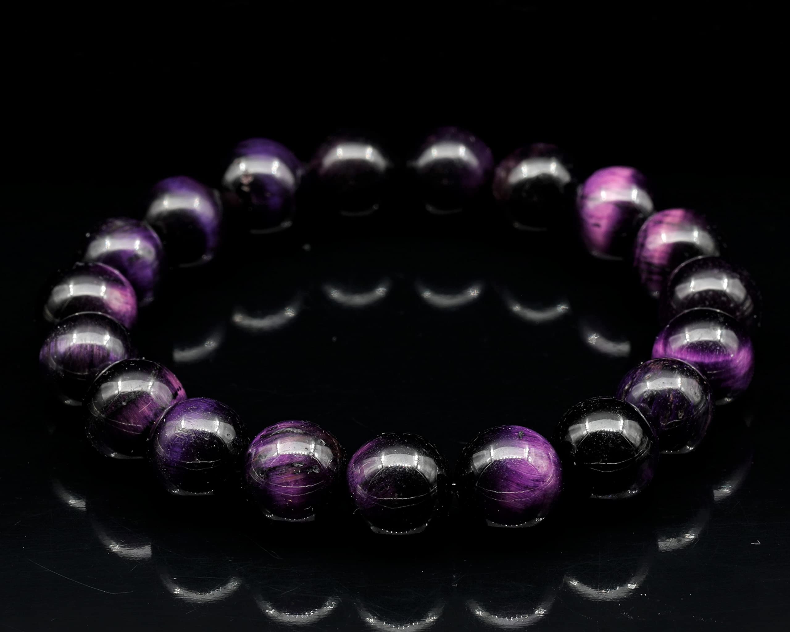Natürliches lila Tigerauge Perlen dehnbares Armband, echter Kristall, Löwe, Edelstein elastisch, 8mm Perlen, Modeschmuck, Heilung