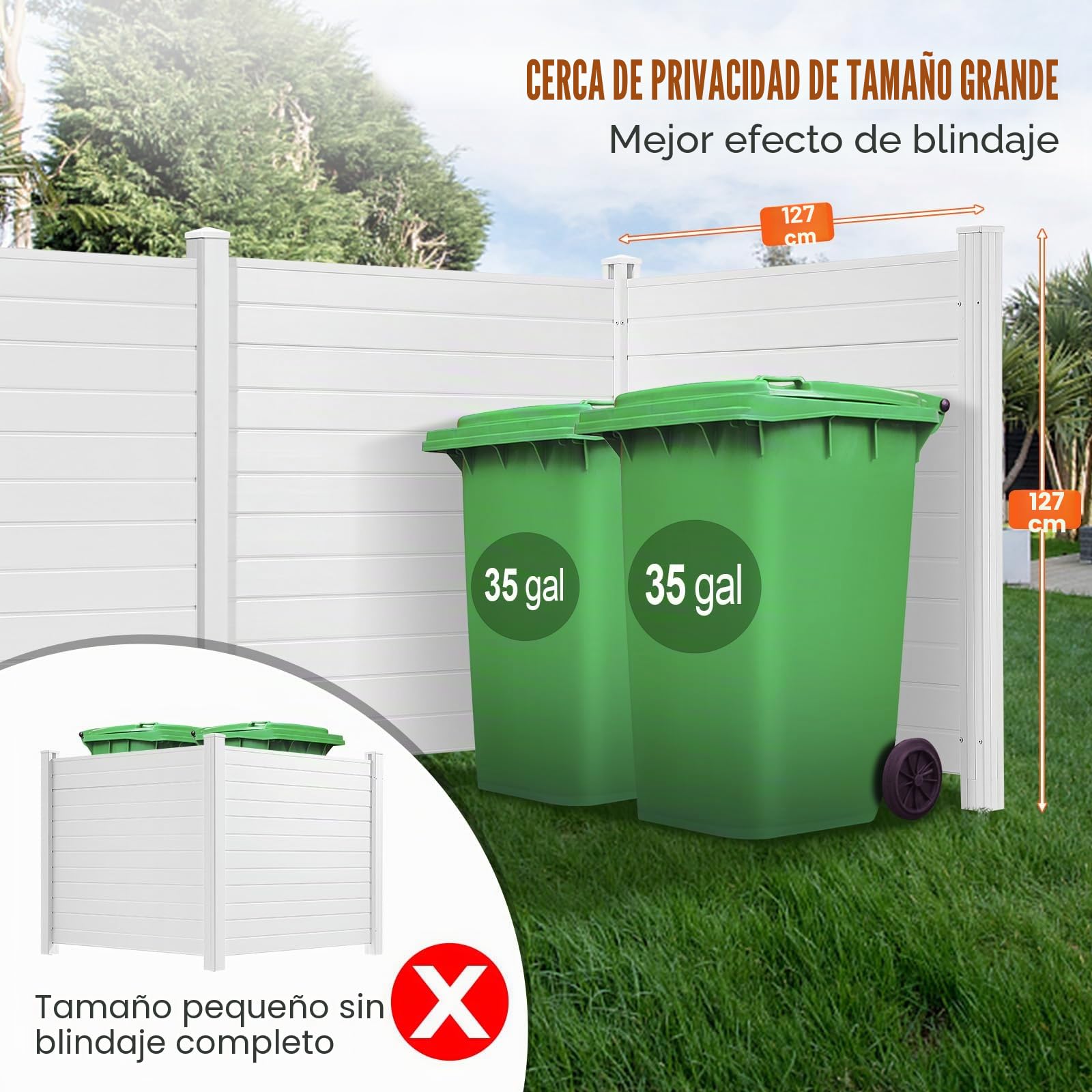 VEVOR Paneles de Valla de Privacidad de Vinilo 127x127 cm Valla de Aire Acondicionado Pantallas de Privacidad para Exteriores, Recinto para Equipos de Piscina, Kit de Paneles de Rejilla (3 Paneles)