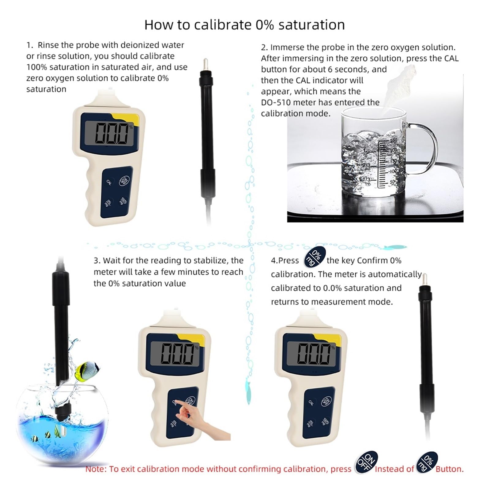 Analizador Digital de oxígeno disuelto Concentración Dector Tester Medidor Calidad del Agua Comprobación Precisa Sencilla