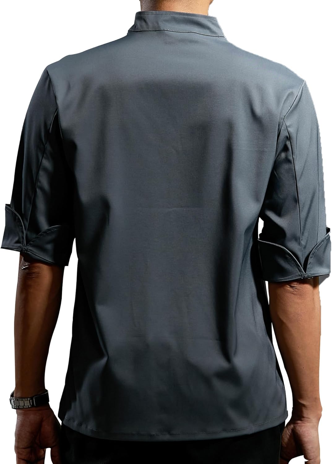 KITCHIEF Chef Coat Stretch Lightweight Chef Jacket Soft Black Chef Coat Men Half Sleeve Chef Uniform for Kitchen,Restaurant - Image 5
