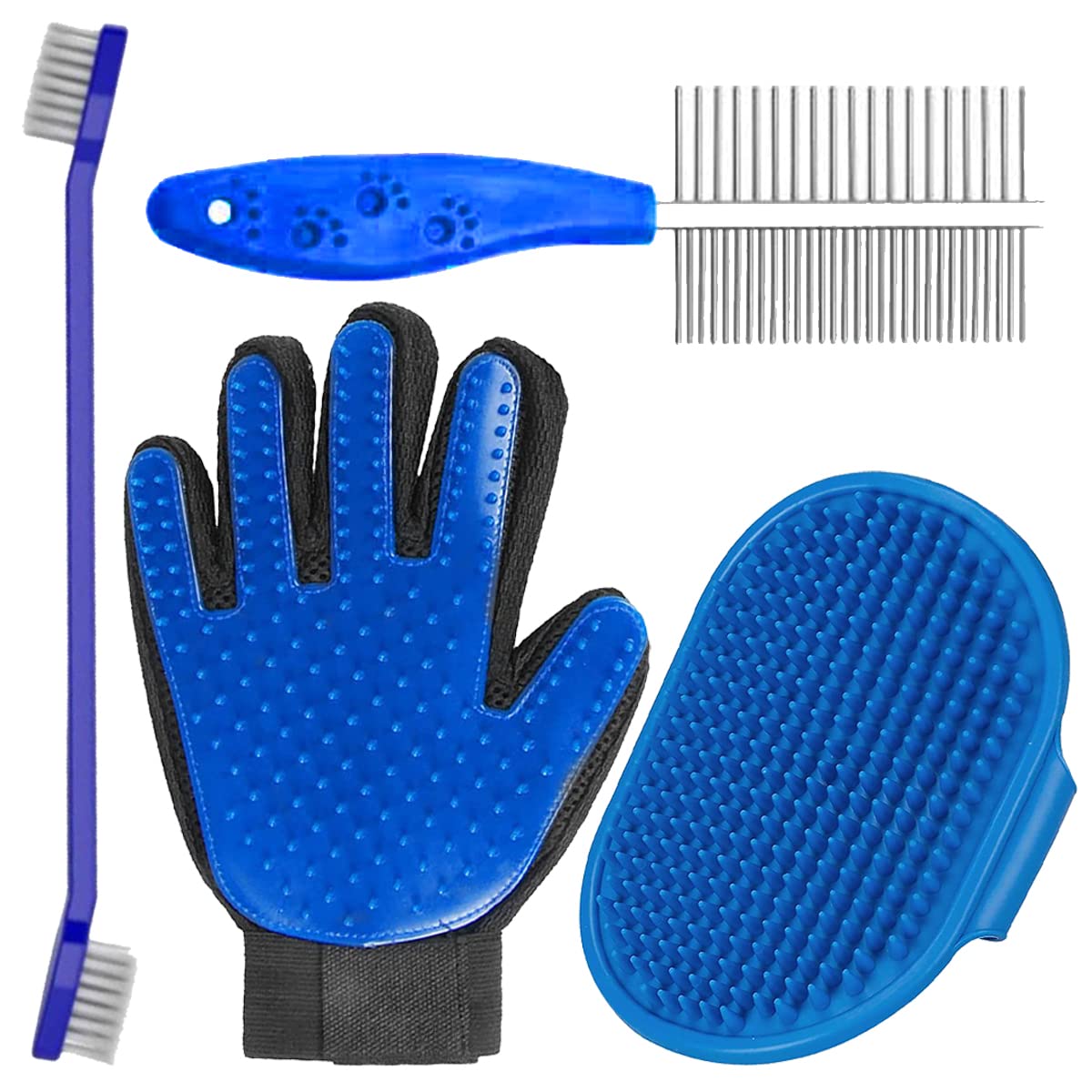 YouHaveDeal Dog Grooming Kit Combo - Dog Toothbrush Pet Grooming And Bathing Hand Gloves Small+Large, Double Sided Steel Comb For Dogs, Cats, Rabbits and Horses, 4 In 1 - Color May Vary (B0BSV3FHNN) Amazon Price History, Amazon Price Tracker