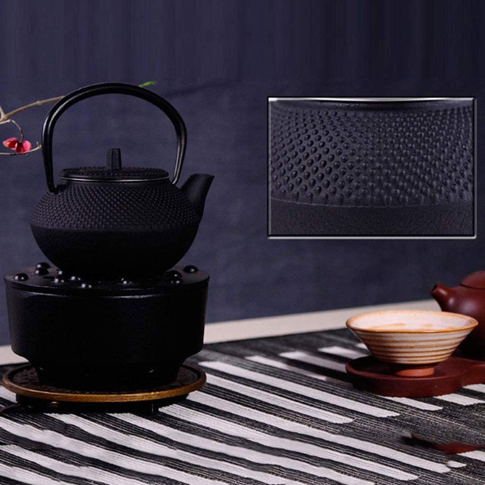 Bester Japanischer Gusseisen-teekanne Mit Infuser Für Lose Blatt-Tee- Und Teebeutel, Tetetubin Tee-Kessel-kocher-kocher-Safe 0.3l(Color:Schwarz)