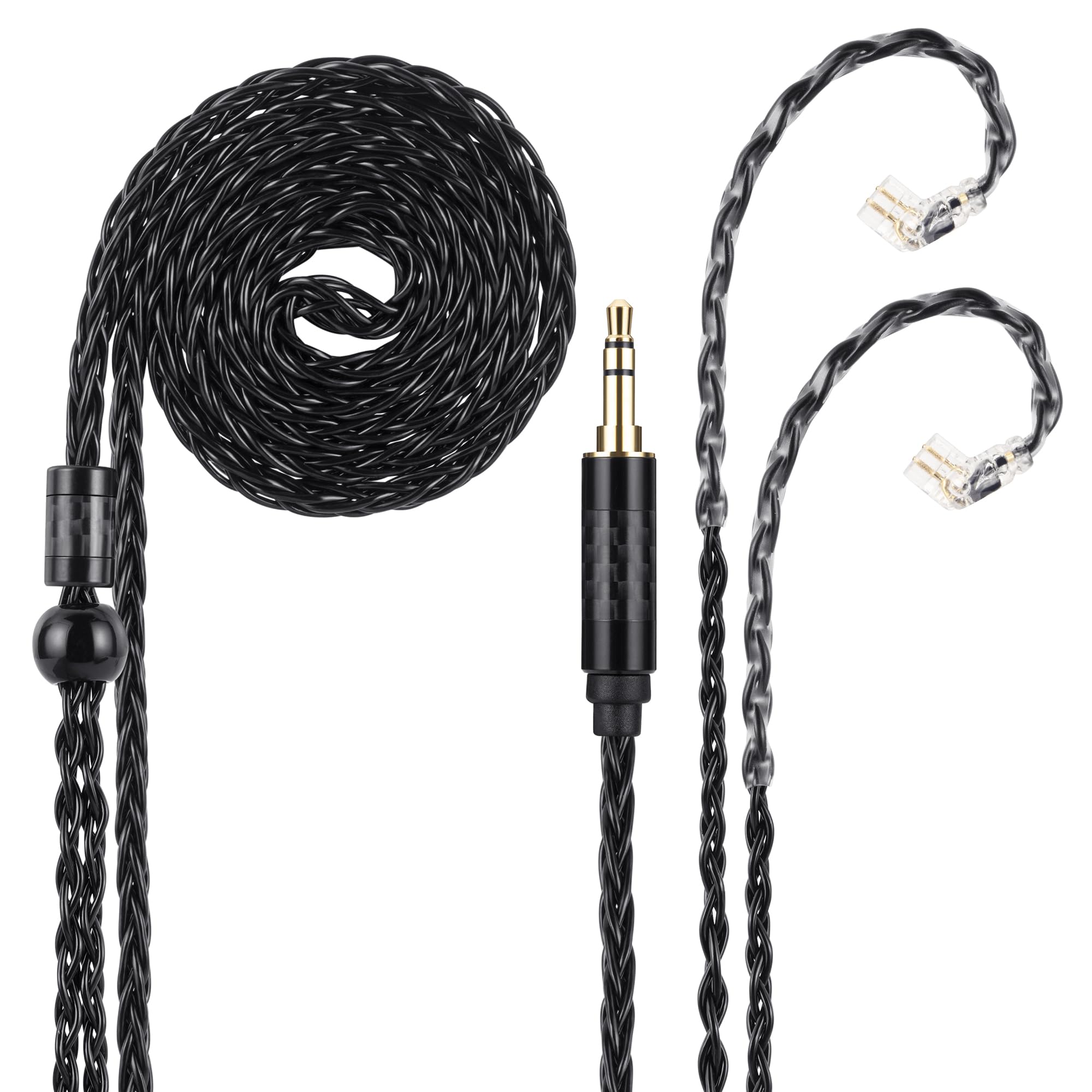 Alphatec 3,5 mm auf QDC (versenkt 2Pin) IEM-Kabel, 8-adriges OCC versilbertes HiFi-Ohrhörerkabel, ultraweiches Kopfhörerkabel, In-Ear-Monitorkabel, 1,3 m schwarz