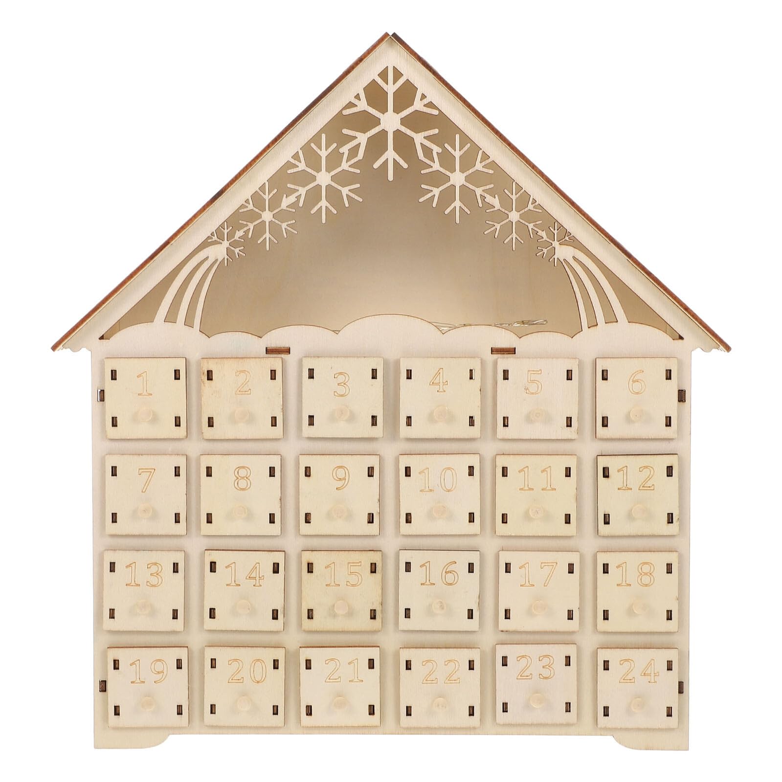 Calendrier de l'Avent LED avec tiroirs réutilisables en bois durable