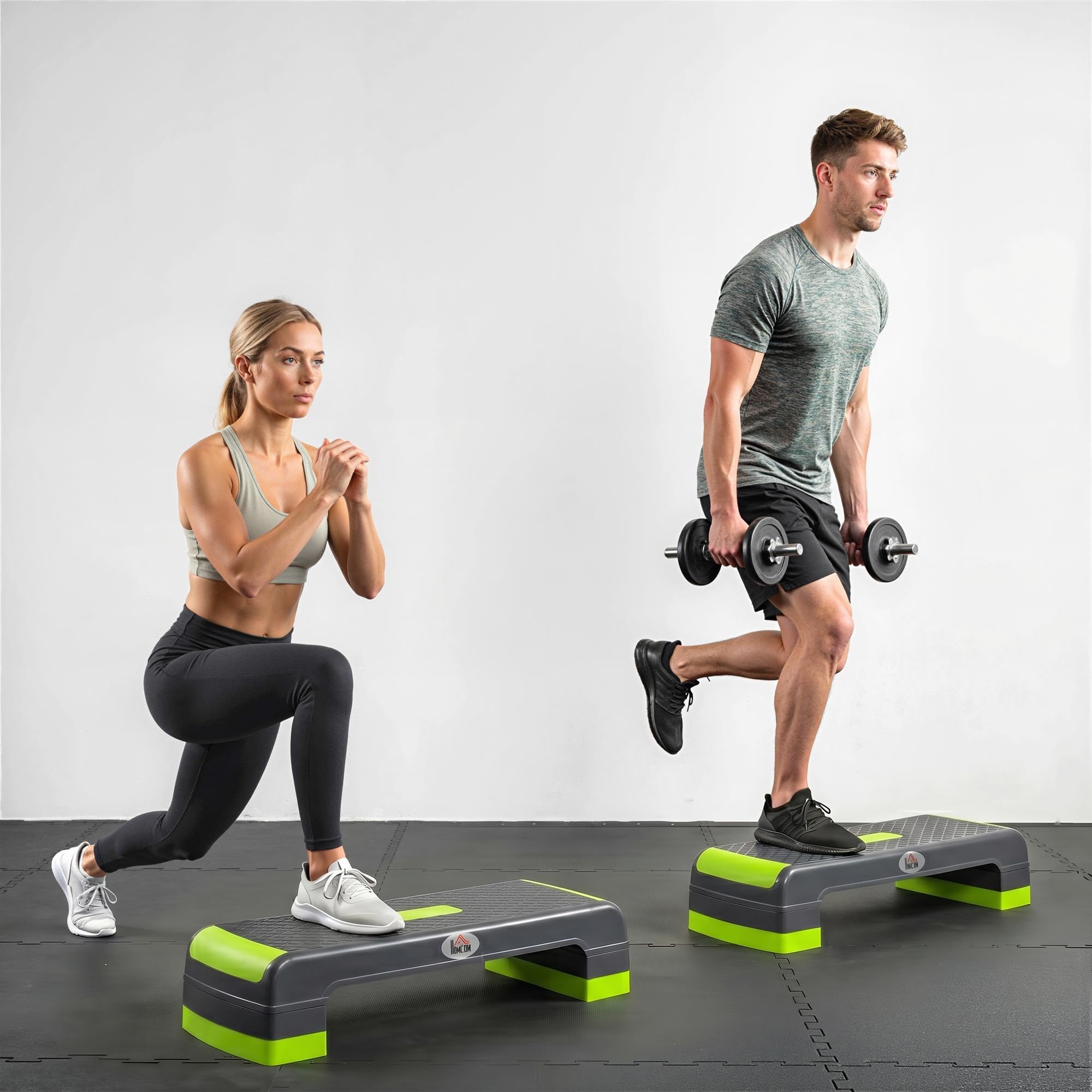 HOMCOM Stepper Aerobica Regolabile su 3 Altezze, Step Fitness in Plastica per Allenamento a Casa e Palestra, 78x28x10/15/20 cm