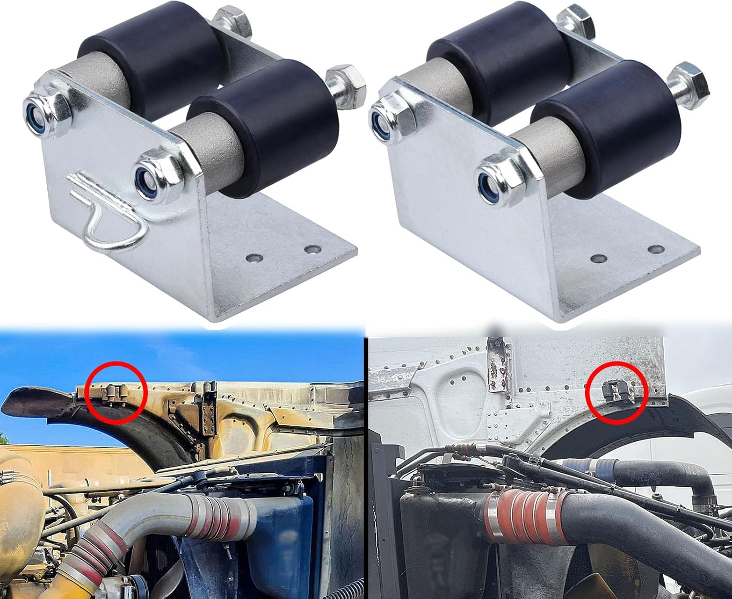 13-04401 Lower Roller Bracket Bundle with Rollers and Hardware Fit for Peterbilt 379 Replace 13-04401M001 13-04401M002 13-03593 13-04413SPL 13-04467, Both Sides