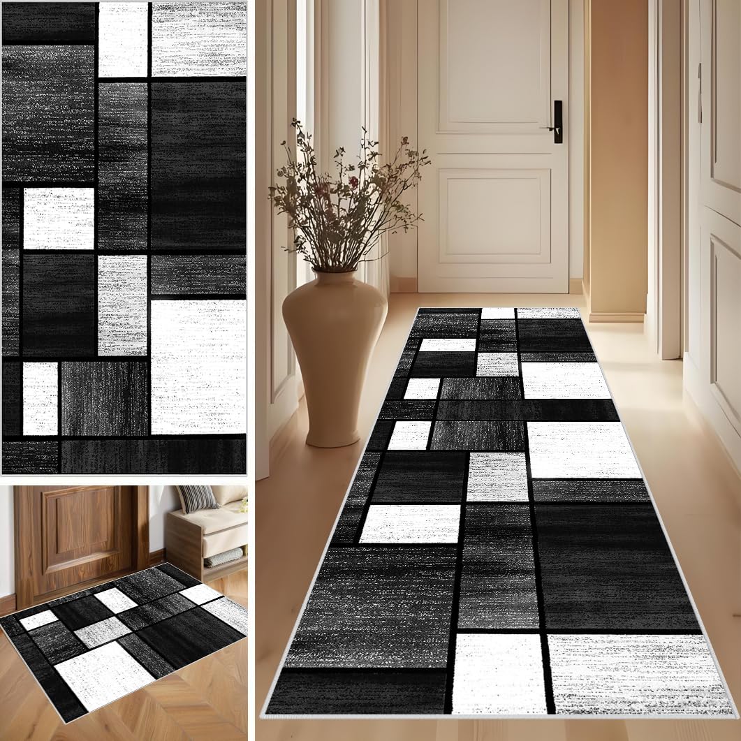 SUNMME Runner Rugs for Hallway Kitchen Carpet Runner Non Slip Washable Hall Runners Floor Carpets for Entryway Living Room Corridor Long Bedside Low Pile Carpet for Narrow Spaces 40 x 200 cm