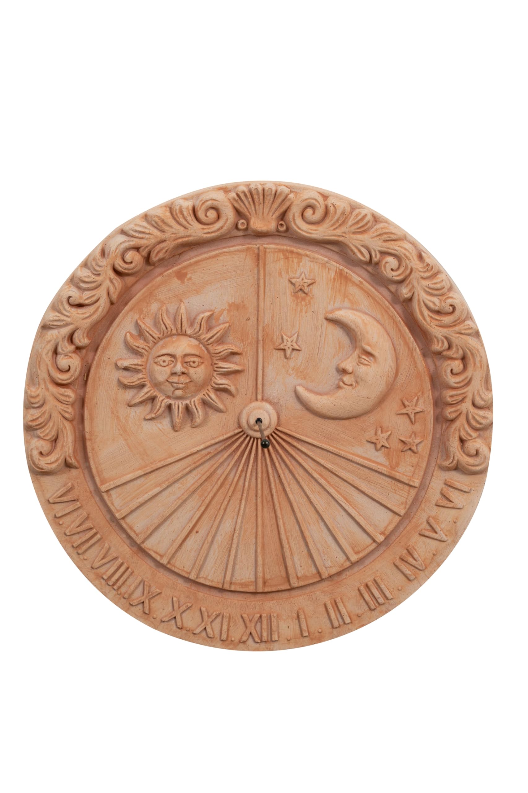 Biscottini Meridiana de terracota 53x6x53 Made in Italy – Paneles decorativos sol y luna – Decoraciones casa terracota cocina – Accesorios casa shabby – Reloj jardín – Brújula profesional