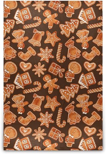 FRODOTGV Watercolor Christmas Gingerbread Cookies Fluffy Blanket 60"x90" Comfy Spring Blanket for Travel, Couch, Travel