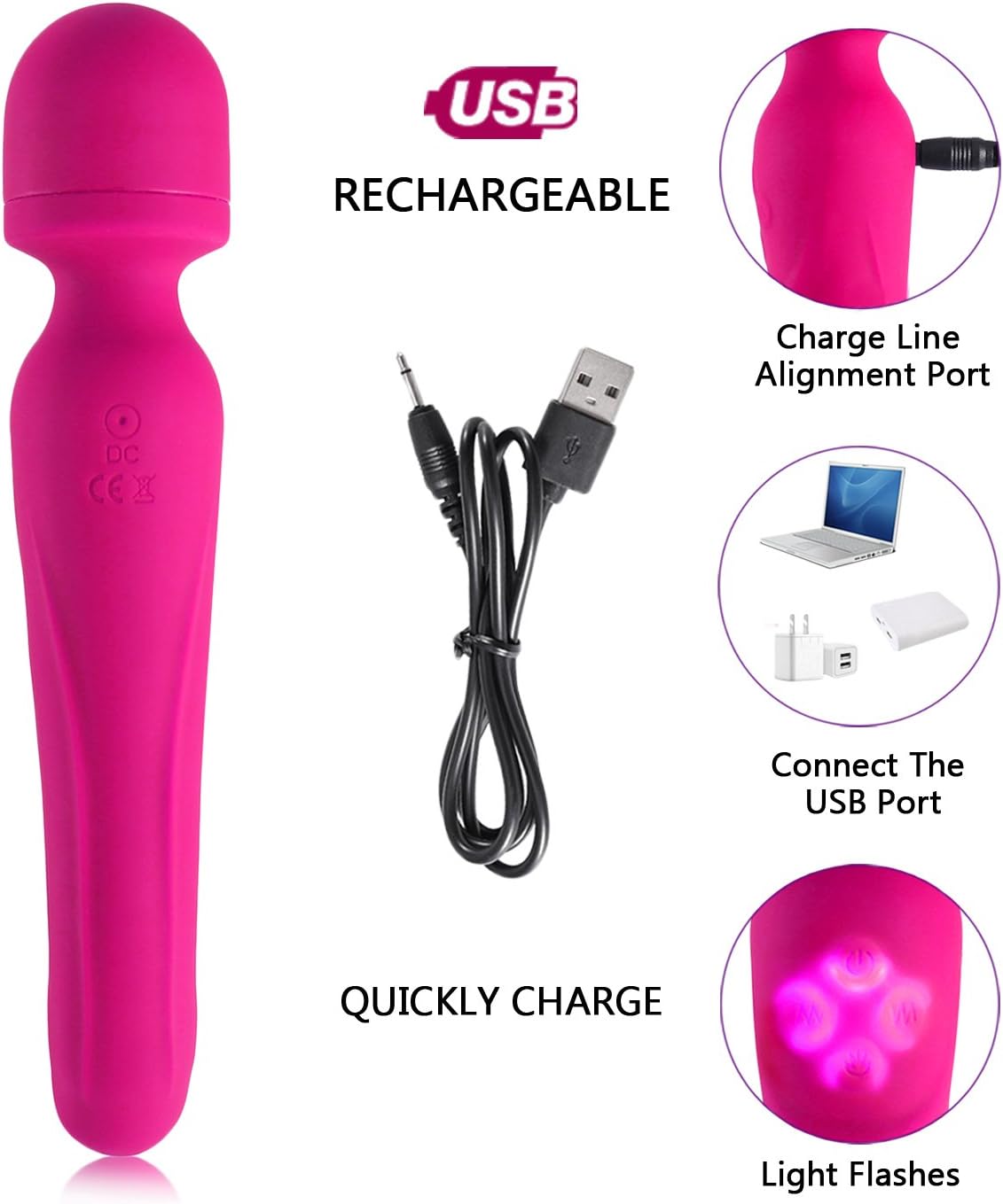 Personal Massager, Powerful Rechargeable Massager with 7 Speeds Vibrations Cordless Quiet Massager for Shoulder Relief, Muscle, Back, Recovery (Pink) : Health & Household