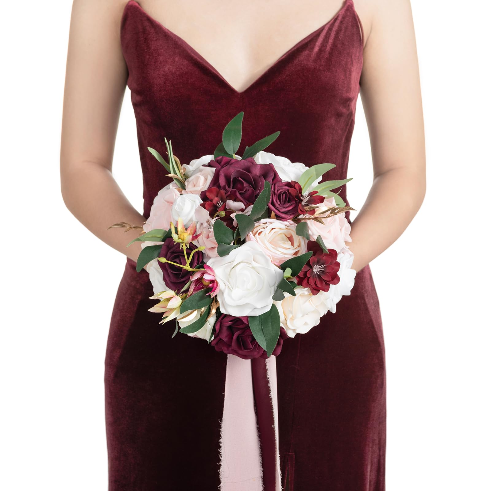 Amazon.com: Ling's moment Burgundy Bridal Bouquet for Bride, Marsala Wedding  Bouquets for Bride Maid of Honor Bridesmaid, 9 Inch Silk Round Artificial  Wedding Flowers Bouquets, Small Bridesmaid Bouquet : Home & Kitchen