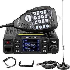 Retevis RT95 Dual Band Mobile Radio Long Range Ham Radio with Antenna 180 Degree Rotatable LCD Display Mic