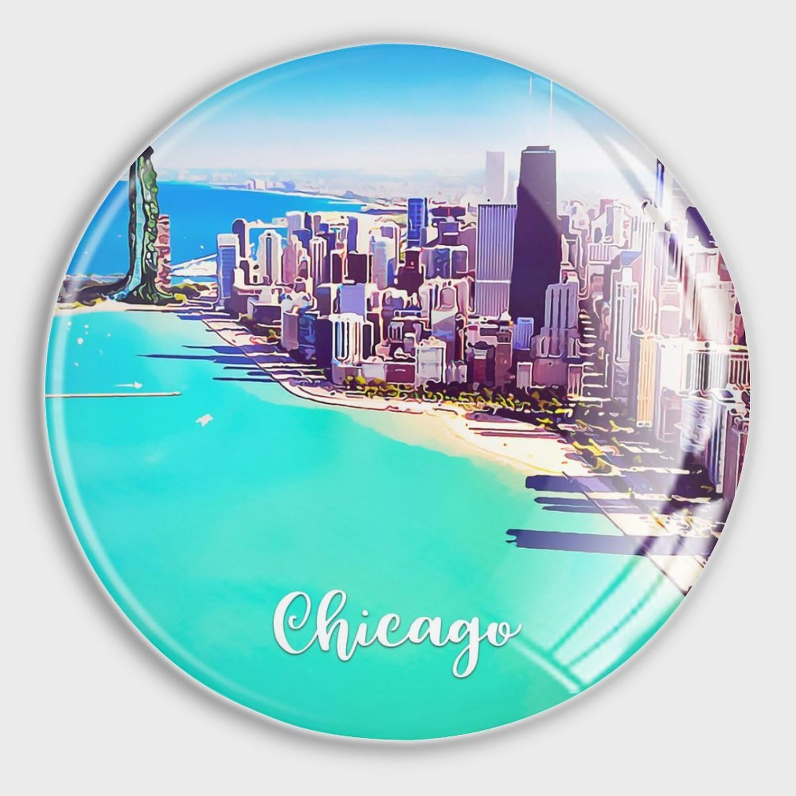 Aimants de réfrigérateur Chicago en verre pour décorer la cuisine et le casier