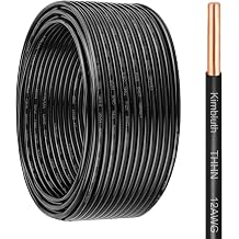 THHN Wire 12 Gauge 50 FT OFC Electrical Wire, 12 AWG Solid Copper Wire Rated up to 600V Building Wire Nylon Jacket for Residential, CNC, Ground, Industrial 12 Gauge, Black