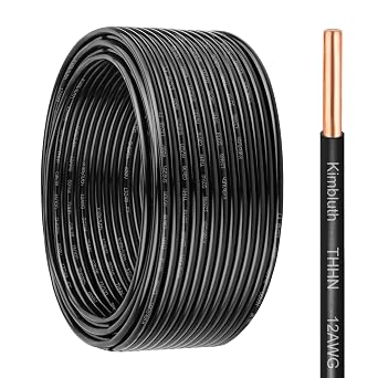 THHN Wire 12 Gauge 50 FT OFC Electrical Wire, 12 AWG Solid Copper Wire Rated up to 600V Building Wire Nylon Jacket for Residential, CNC, Ground, Industrial 12 Gauge, Black