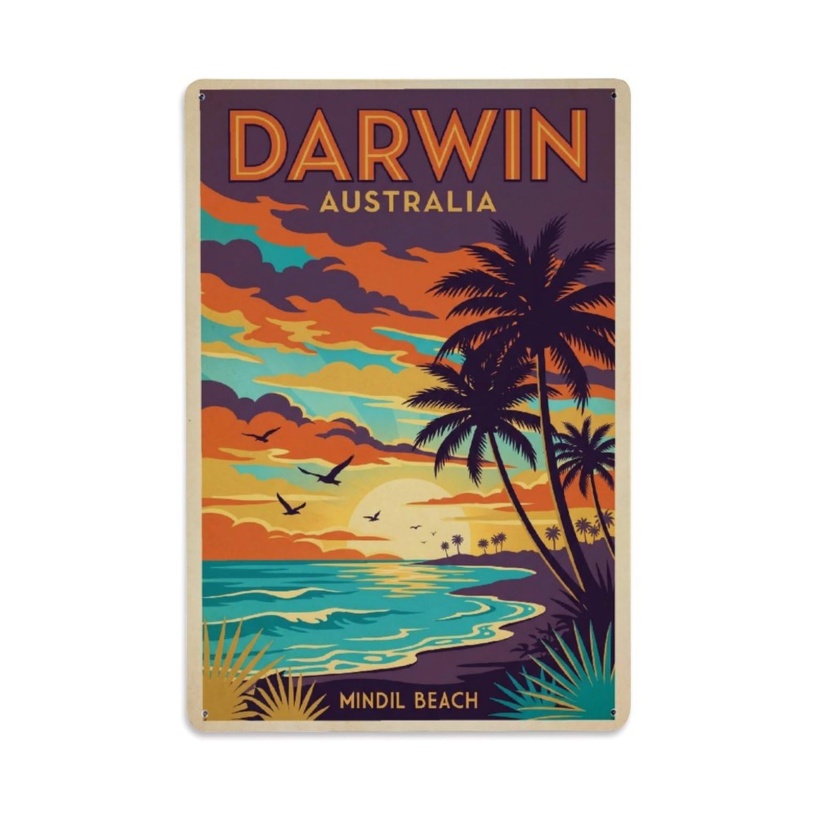 Metal Tin Sign Australia Darwin Retro Travel