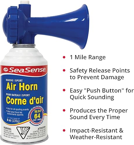 Miniatura 3 de SeaSense Bocina de aire – Tamaño Jumbo (8 oz), 127 dB – Alto rango de 1 milla, cumple con los estándares EPA y USCG – Ideal para seguridad en barco