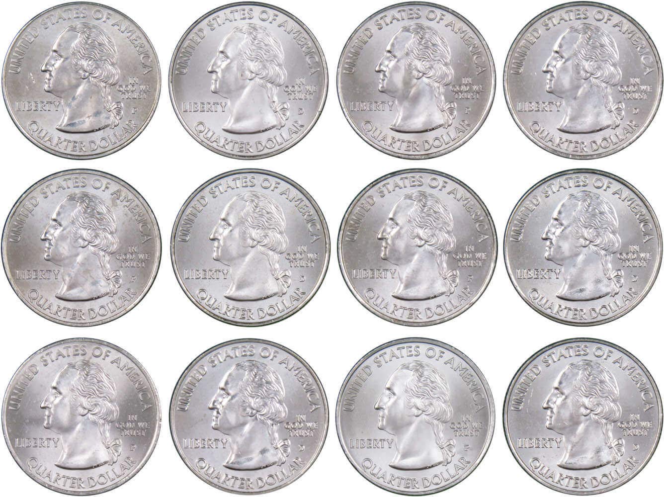 2009 P&D DC & U.S. Territories Quarter 12-Coin Set Uncirculated Mint State 25c