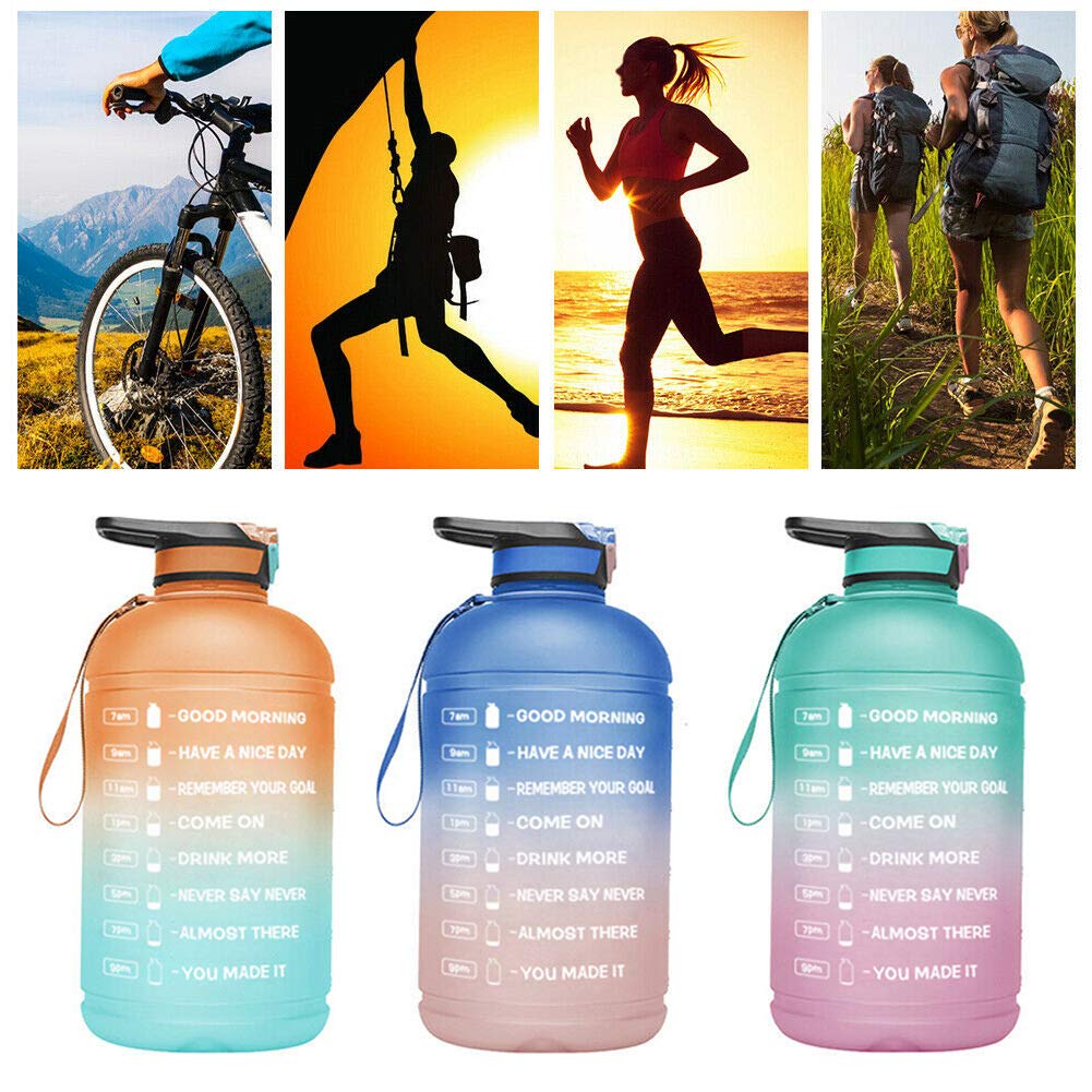 Wasserflasche Gallone Sport Wasserflasche 2.2L Große Kapazität Tritan Bpa Freier Outdoor-Motivation Mit Zeitmarker Tragbare Fitnesskrüge