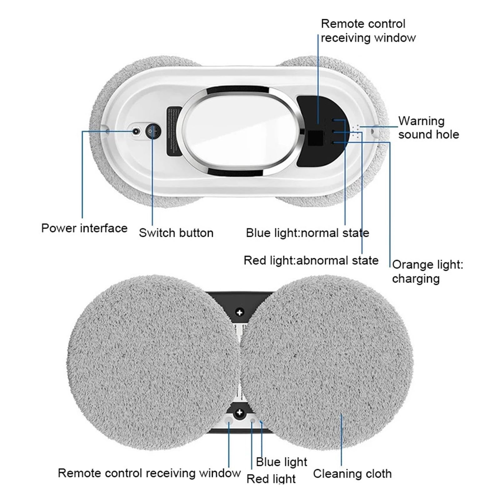 Robot de limpieza ventanas recargable, aspirador eléctrico automático vidrio con Control remoto anticaída, cepillo, lavadora