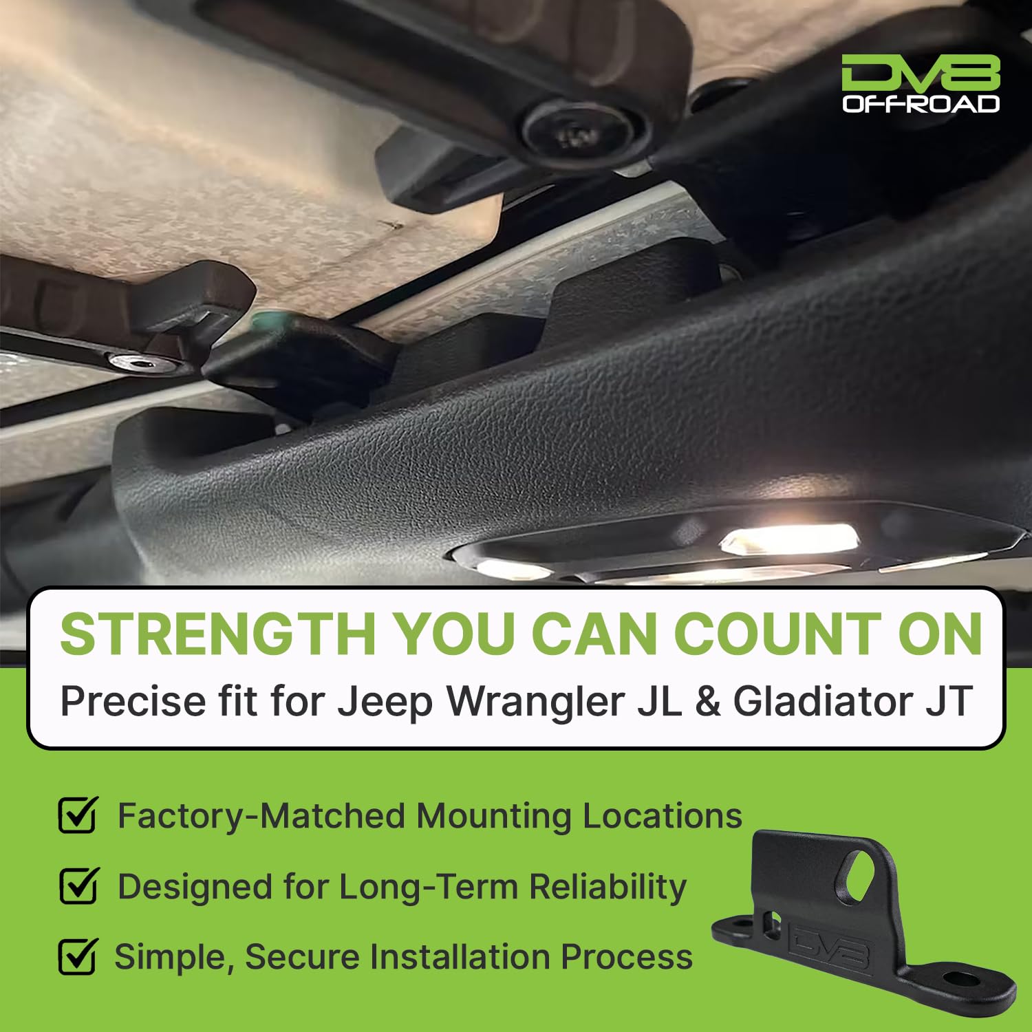 DV8 Offroad | Backets di montaggio hard top | Compatibile con Jeep Wrangler JL e Gladiator JT 2018+ | Costruito secondo le specifiche OEM | Finitura nera
