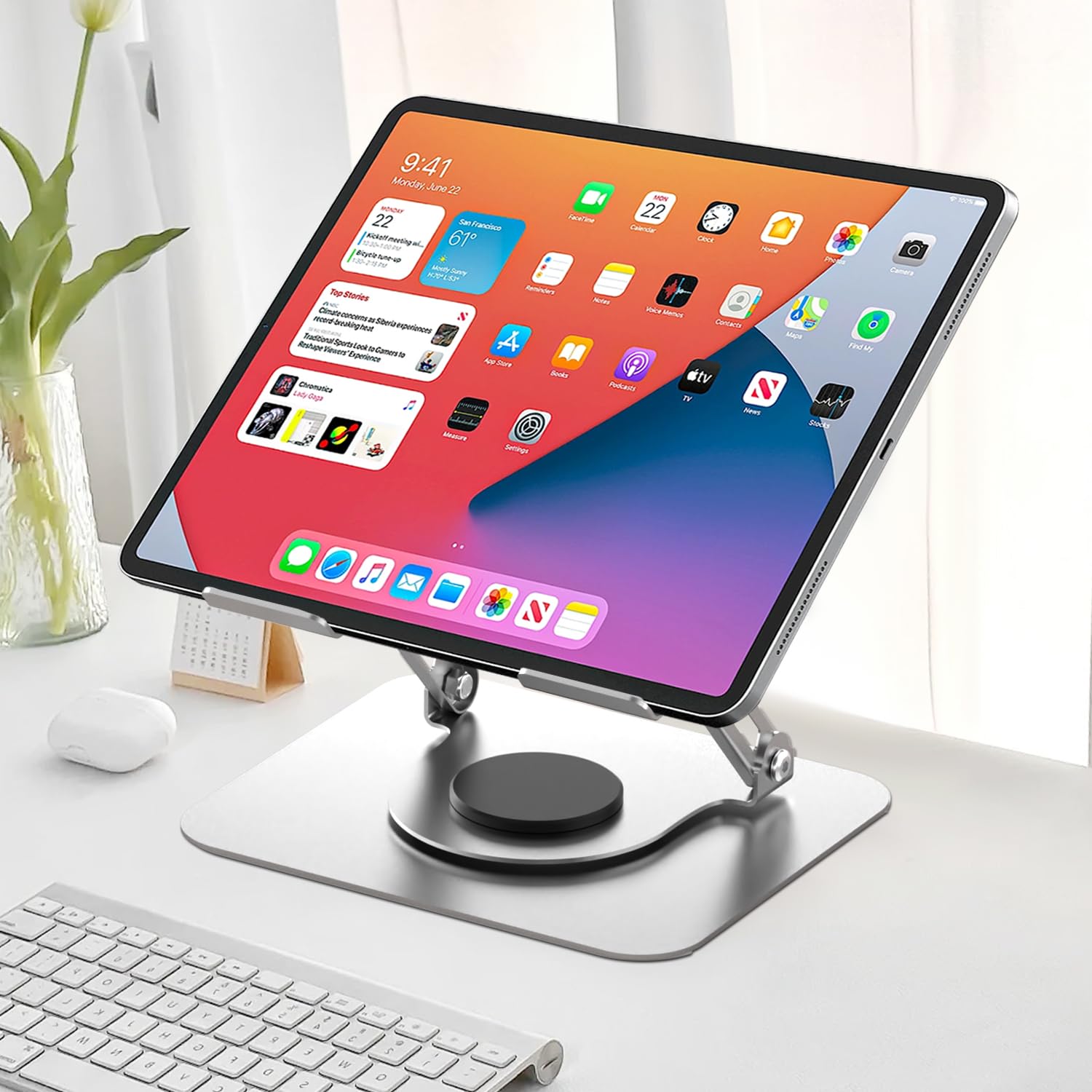 Supporto regolabile per computer portatile, supporto da scrivania per laptop, supporta la rotazione libera a 360 gradi, supporto ergonomico per computer, adatto per laptop e tablet sotto i