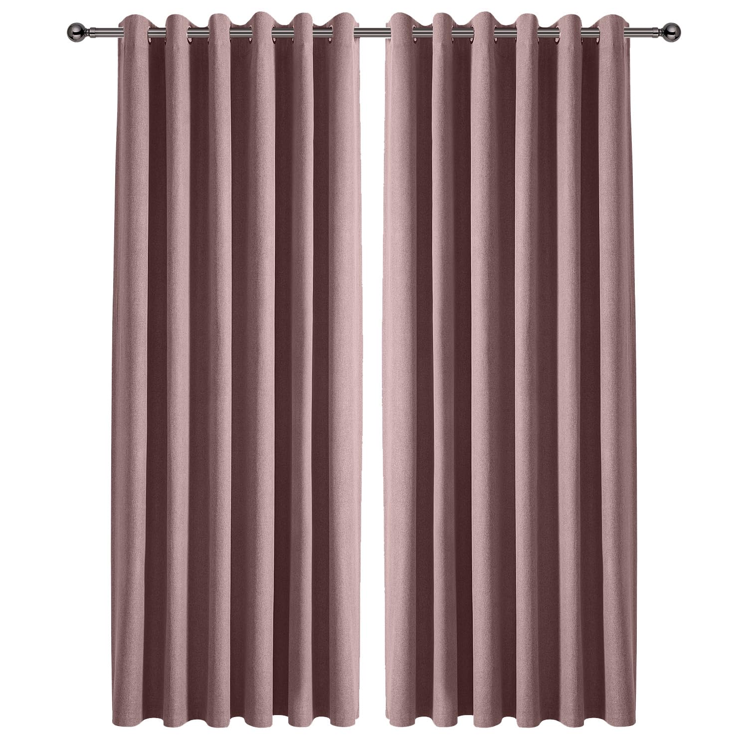 Ir Imperial Rooms Linen Blush Imperial Rooms 100% Blackout Curtains For Bedroom Blush 90X90 Inch Extra Long Faux Linen Eyelet Curtains For Living Room 2 Panels With Matching Tiebacks