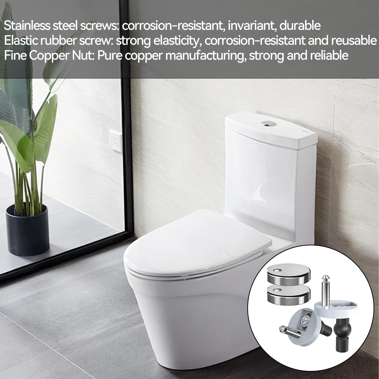Oiieco 2 Pcs Quick Release Toilet Seat Fixings, Toilet Seat Screws, Universal Toilet Seat Hinge Fittings - Image 4