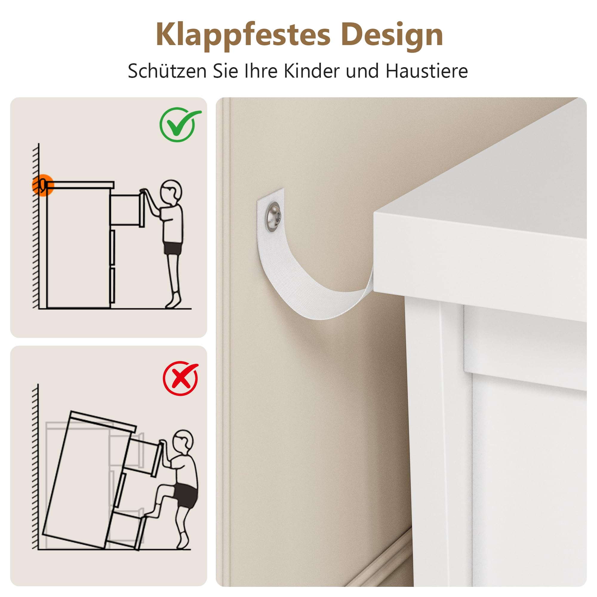 FEONASE Cassettiera Per Camera Da Letto, 6 Cassetti Per Ampio Spazio Di Archiviazione, Moderna, in Legno, MDF, Mobile Per Camera Da Letto, 120x40x80cm, Bianca