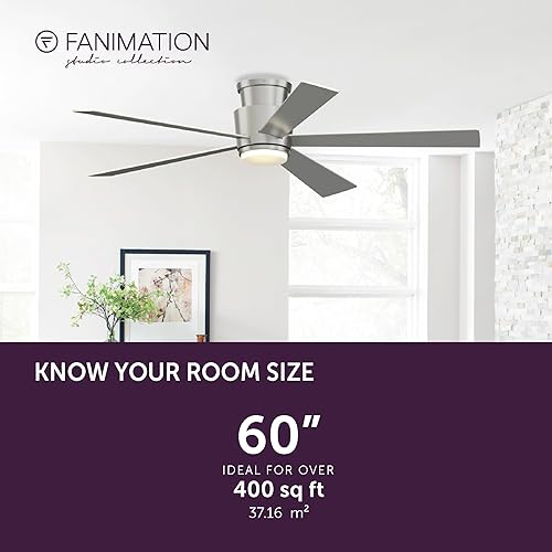 Miniatura 11 de AireHug - Ventilador de techo interior de 60 pulgadas con kit de luces LED CCT Select - Níquel cepillado con cuchillas reversibles negras/grises