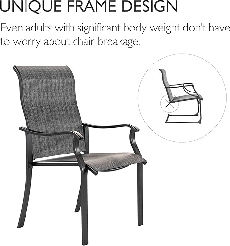 Miniatura 6 de UDPATIO Juego de 2 sillas de patio, sillas de comedor al aire libre, respaldo alto con textileno transpirable para todo tipo de clima, marco de