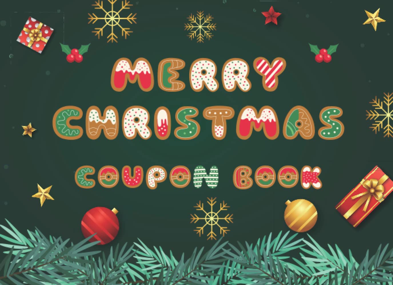 Merry Christmas Coupon Book: 30 Blank Gift Vouchers to Fill-In, Do It Yourself Personalized Xmas Reward Coupons for Kids, Teens and Adults