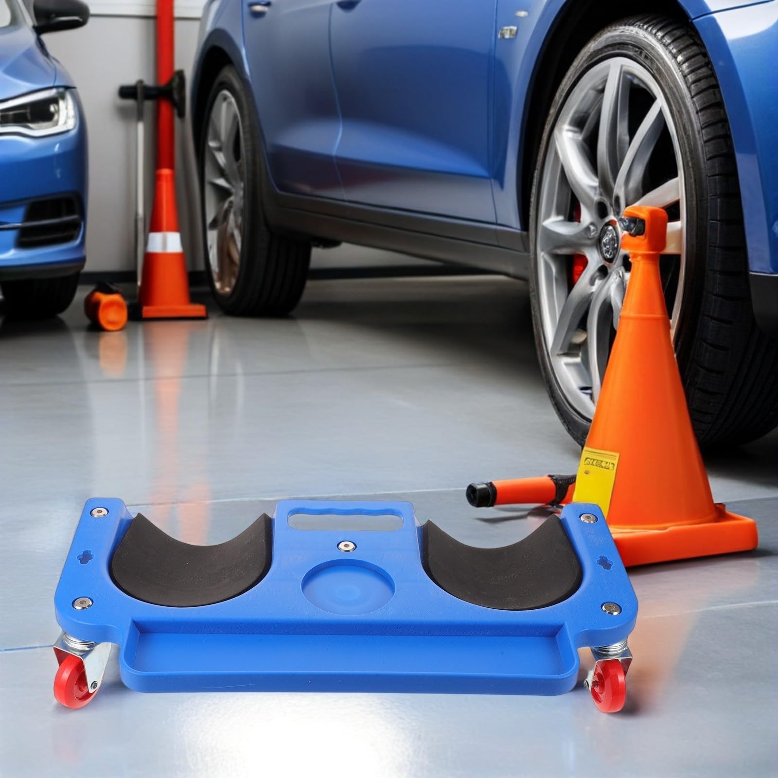 Hemobllo Rodilleras Rodantes para Reparación de Automóviles con Cojín de Esponja, Plataforma Móvil de PE y Metal, Ruedas Suaves para Trabajo Cómodo y Movilidad Plegable