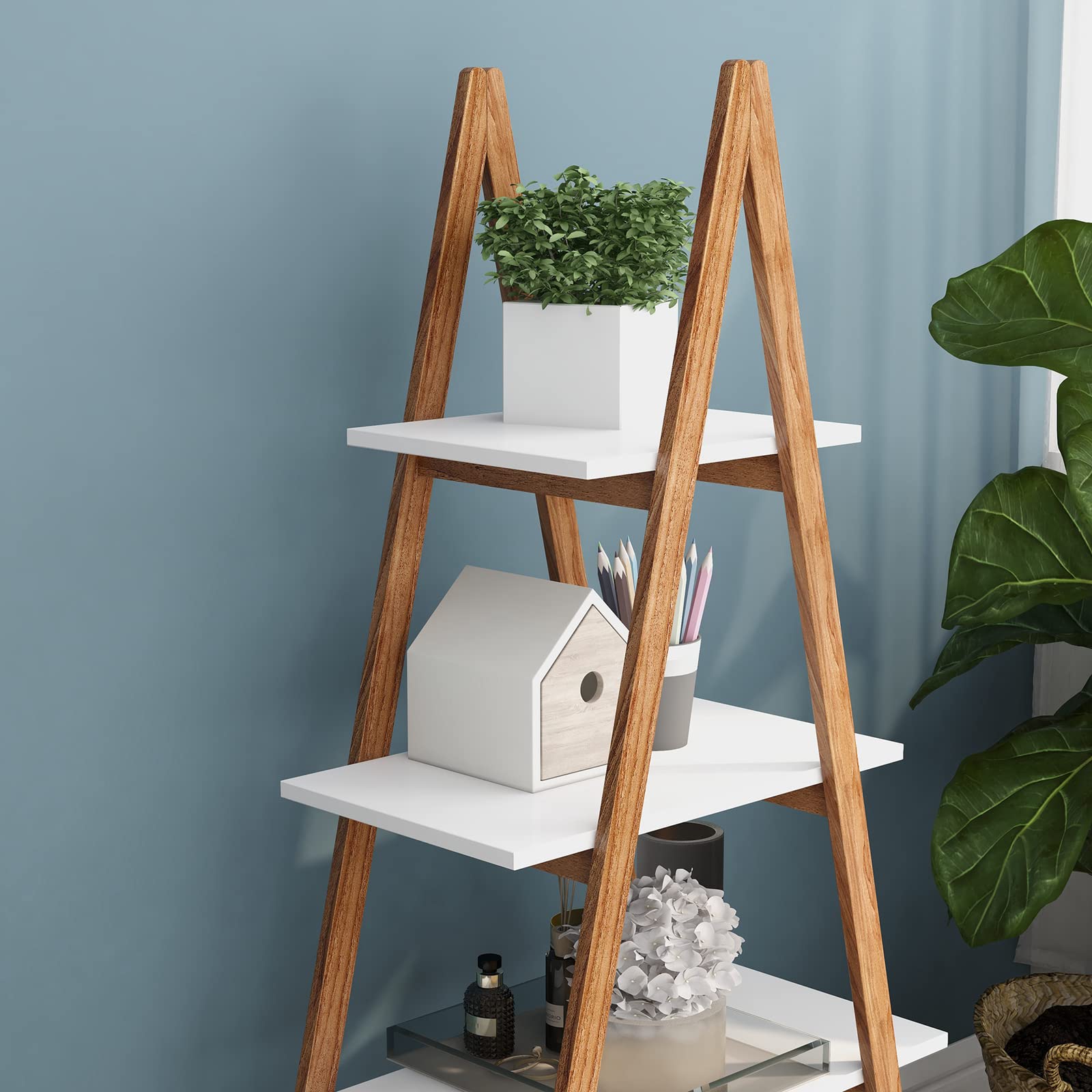 Amazon.com: Doredo 4 Tier White Ladder Shelf, A Frame Wood Ladder