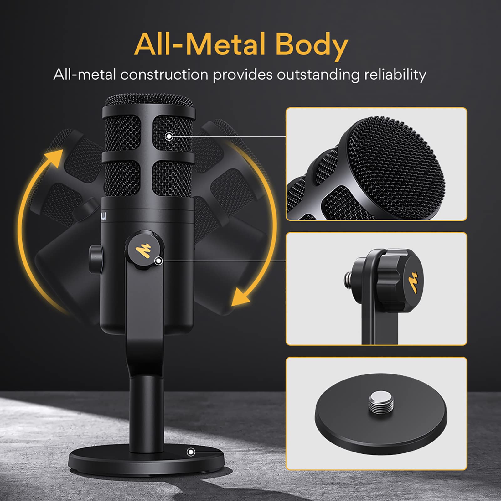 Microfono USB, Microfono Cablato Per Registrazione Dal Vivo E Doppiaggio, Rete a Prova Di Pop a Doppio Strato Integrata, Adatto Per Podcasting, Streaming Multimediale E Creatori Di Contenuti