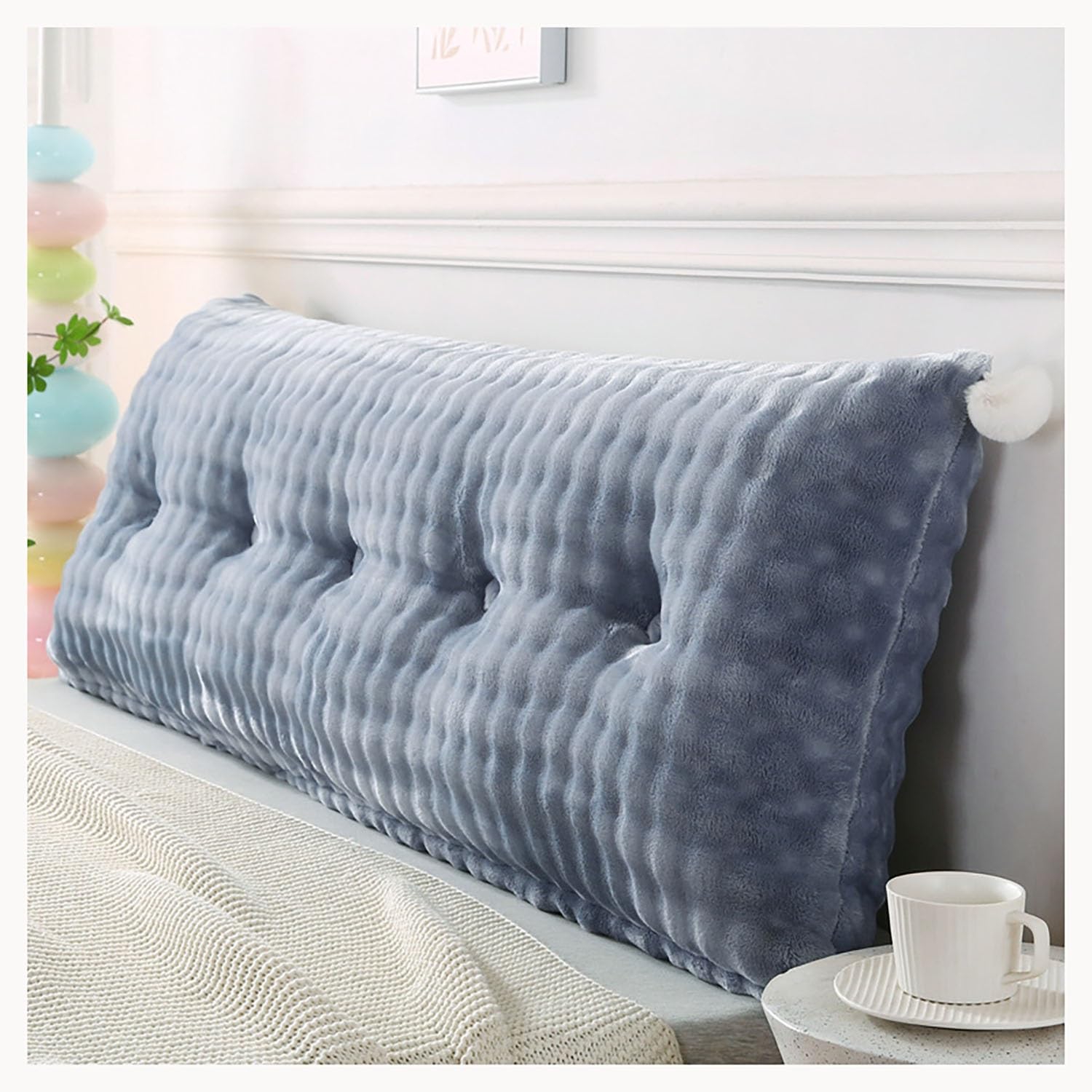 Headboard Pillow 150x45cm Soft Comfy Rest Reading Pillows 80x45cm 180x45cm Large Back/Lumbar Bolster Support Cushion with Removable Cover for Bedroom Bed Sofa Tatami(C,200x45cm/78x17in)