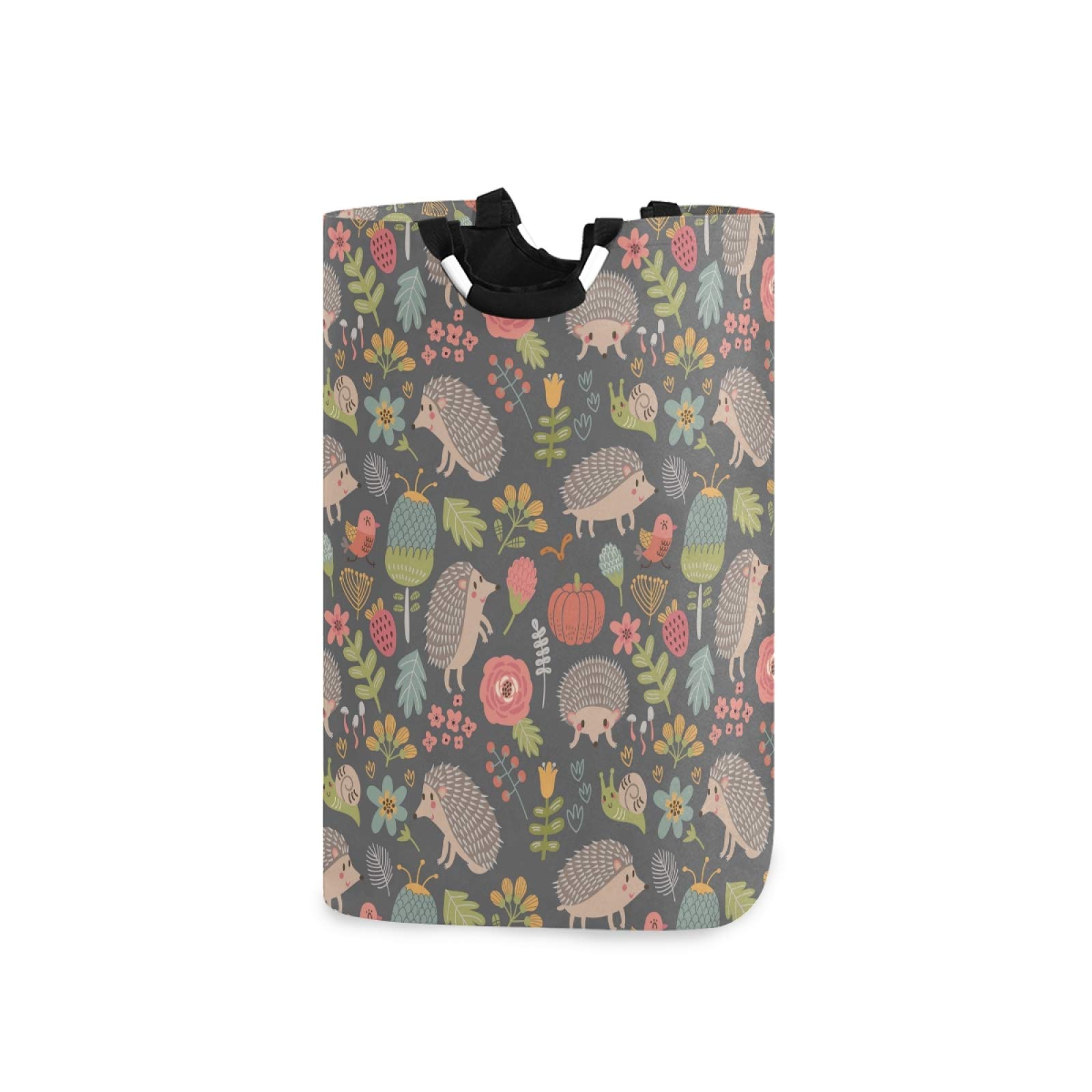 Cute Daisy Flower Baby Hedgehog Laundry Hamper with Handle Large Waterproof Collapsible Storage Basket Tote Bag for Bathroom Washing Bin Dirty Clothes Travel