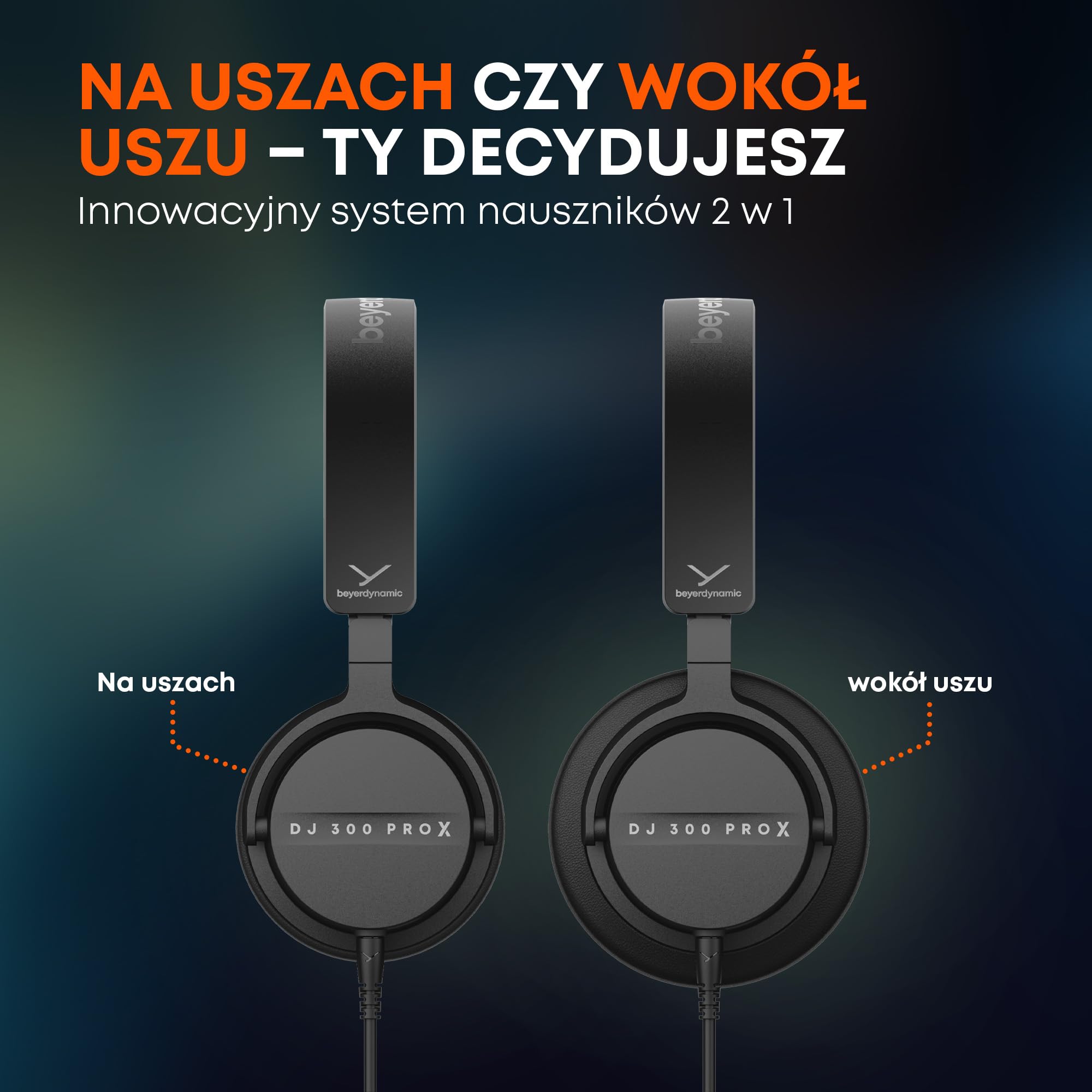 beyerdynamic DJ 300 PRO X Profesjonalne słuchawki DJ 2-w-1 On-/Over-Ear jako elastyczna funkcja stylu i użytkowania dla profesjonalnych DJ-ów