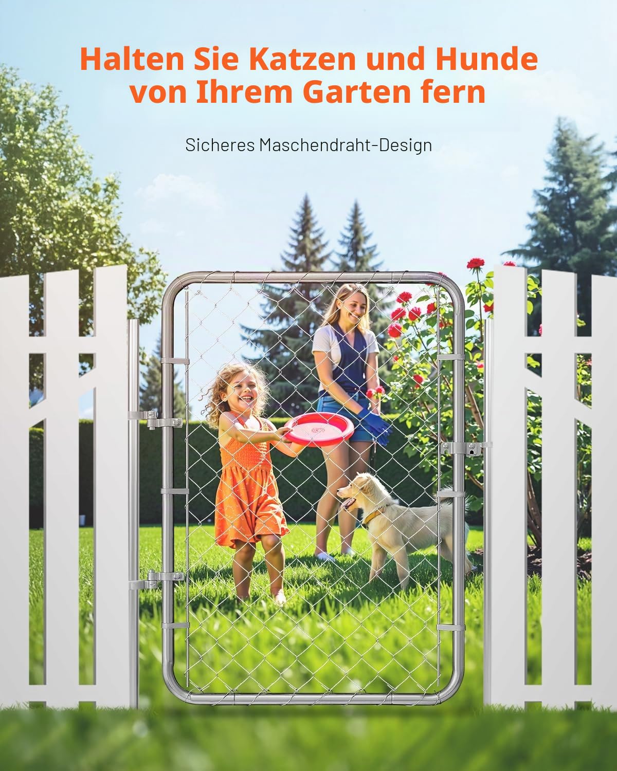VEVOR Gartentür, 117x81 cm, Maschendrahtzaun Tor, passend für Gartentor in Öffnungen von B 61-81 cm x H 117 cm, verzinktes Zauntor für Farm, Pfosten Nicht im Lieferumfang enthalten