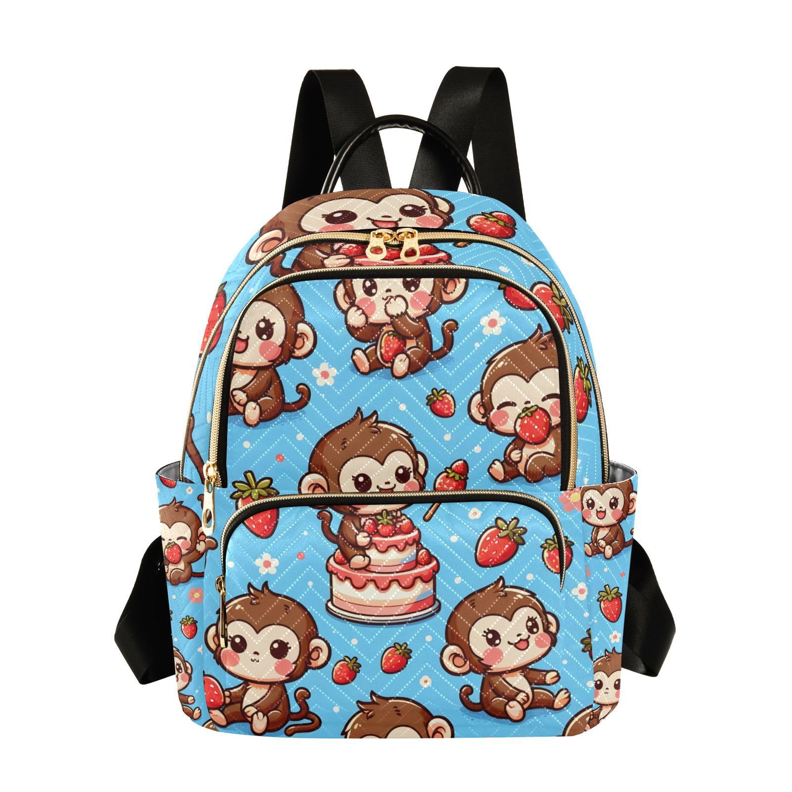 ALAZA Women Mini Backpack Purse Bag Lightweight Casual Daily Travel Backpack Seamless Pattern Of Cute Monkey in Various Poses Back Pack Fashion
