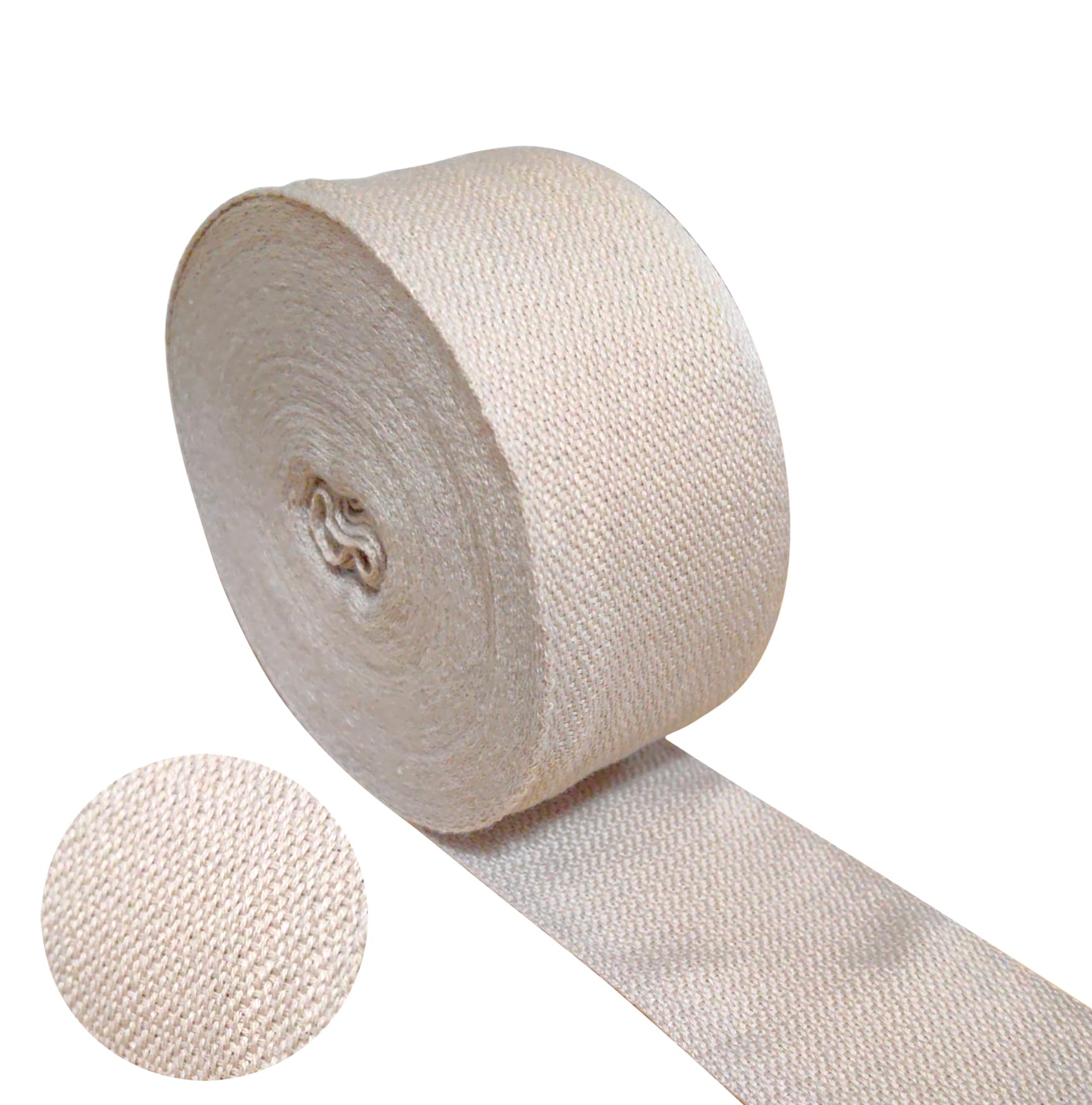 FUNORNAM 2Inch Wide Herringbone Cotton Rug Seam Ribbon Webbing Carpet Binding Trim Twill Tape for DIY Craft Sewing 5 Yards (Natural) (FDA014-5)
