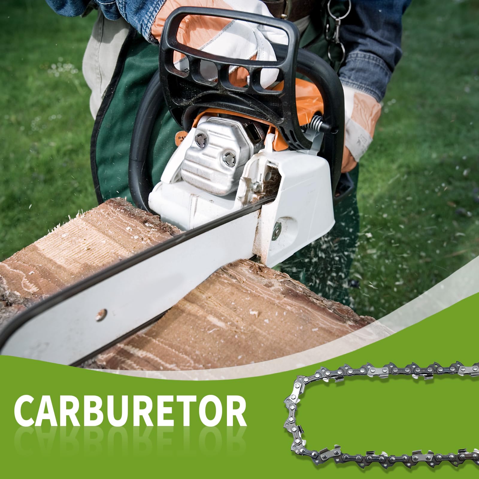 80 eslabones de transmisión de retroceso bajo, cadena de motosierra de 20 pulgadas, calibre de 58 pulgadas, repuesto de paso de 0.3 pulgadas para Stihl