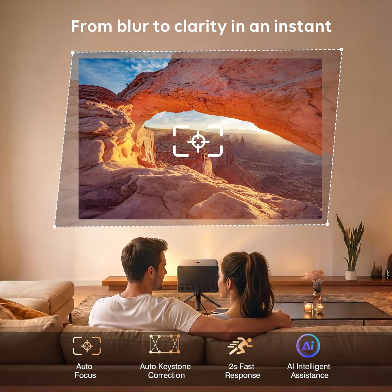 Smart 4K Projector with WiFi and Bluetooth,3500 ANSI High Brightness,Official Licensed Google TV,Auto Focus,Dolby Audio Movie Cinema for Bedroom Home Theater & Outdoor