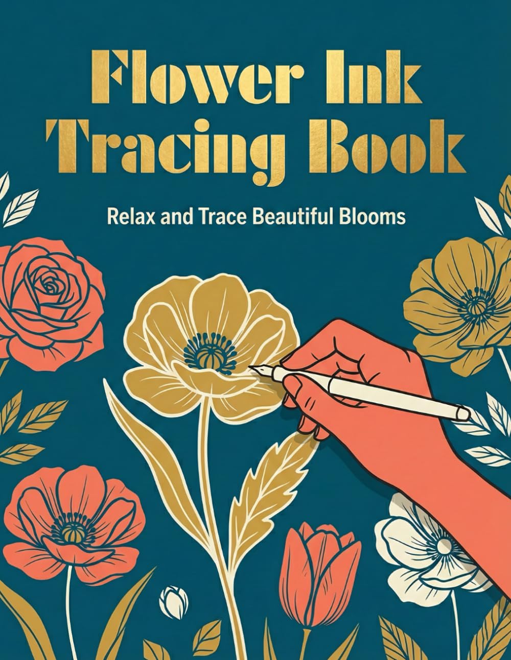 Ink Tracing Flower Reverse Coloring Book: Relaxing Floral Ink Tracing Pages for Stress Relief, Mindfulness & Creative Calm