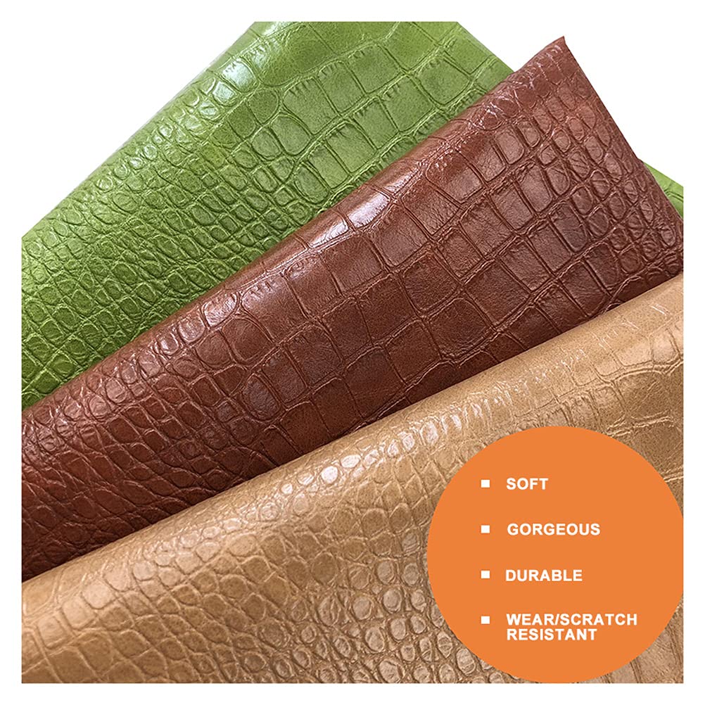 NIANTONG Tissu Similicuir Tissu D'ameublement En Faux Cuir PU Brillant Motif Crocodile Au Mètre 138cm De Large Pour Meuble Chaise Canapé, Artisanat Bricolage(Color:Noir